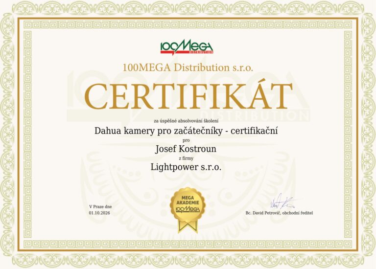 Dahua — kamerové systémy — 100MEGA Distribution s.r.o., LightPower s.r.o.