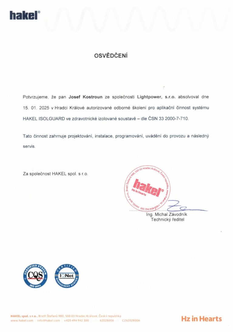 HAKEL ISOLGUARD — zdravotnické izolované soustavy — HAKEL spol. s r.o., LightPower s.r.o.