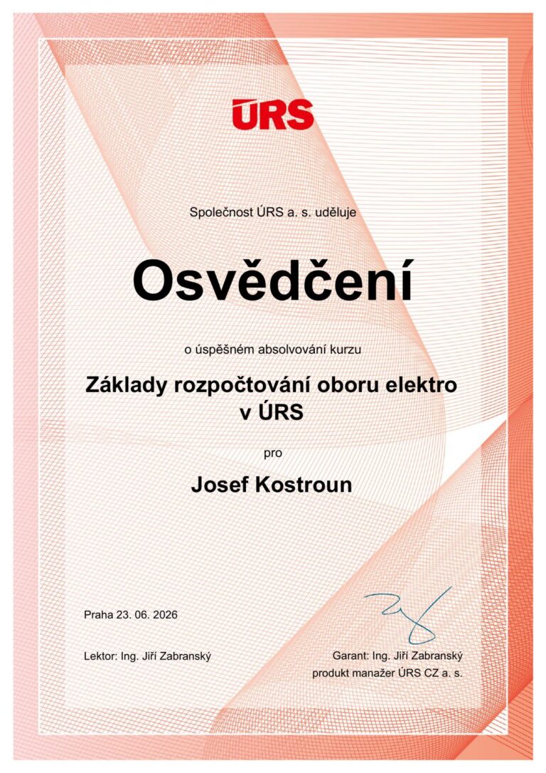 Základy rozpočtování oboru elektro v ÚRS — ÚRS a.s., LightPower s.r.o.